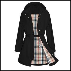 Waterproof Raincoat with Hood, Breathable Windbreaker Trench Coat S-3XL